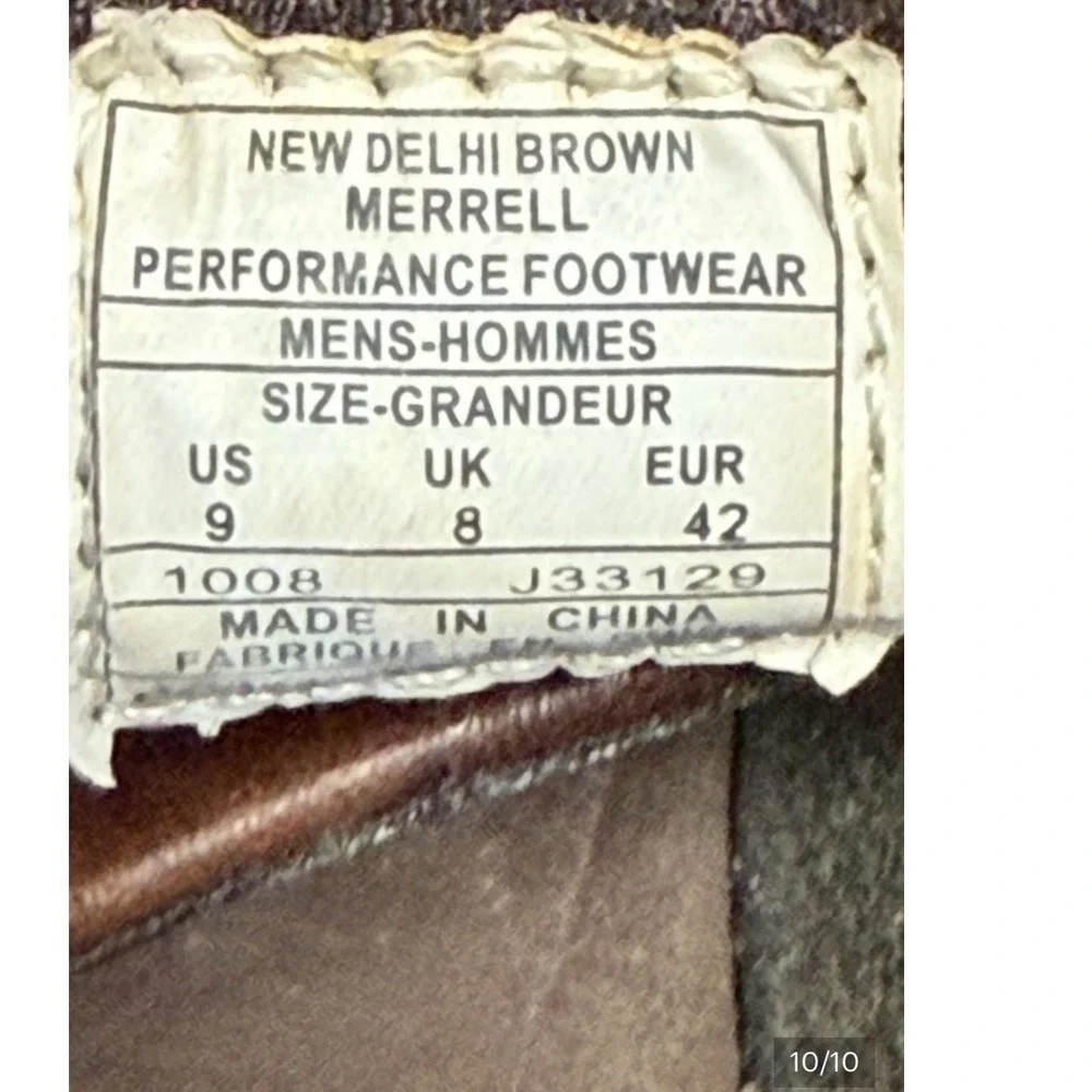Merrell Sandals Mens 9 New Delhi Brown Leather Open Toe Buckle EUC